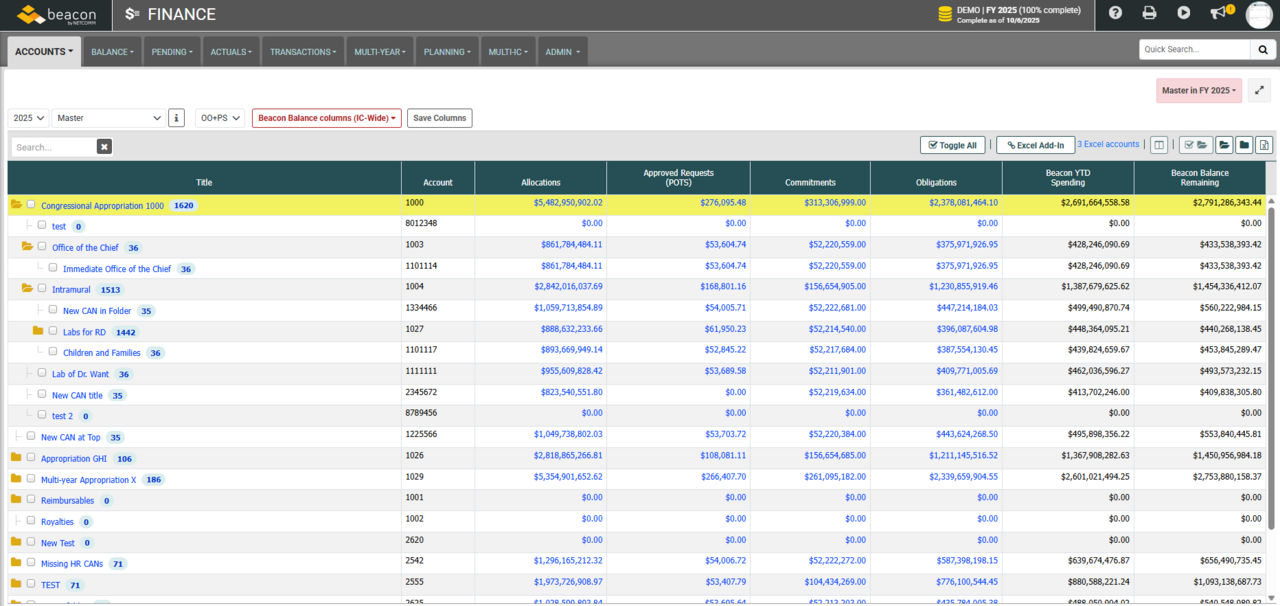 Beacon Finance Module Screenshot